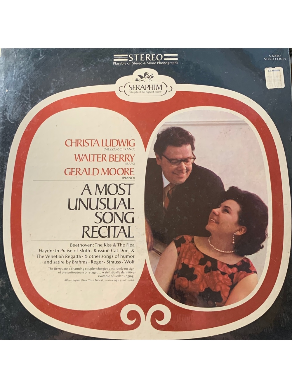 A Most Unusual Song Recital Cristal Ludwig Walter Berry LP Record Album